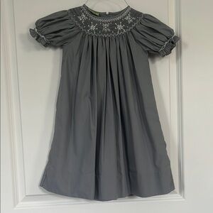 Le' Za Me Toddler Gray Embroidered Dress